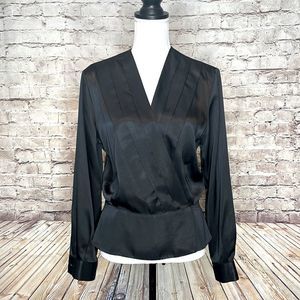 Vintage Black Crossover Blouse
